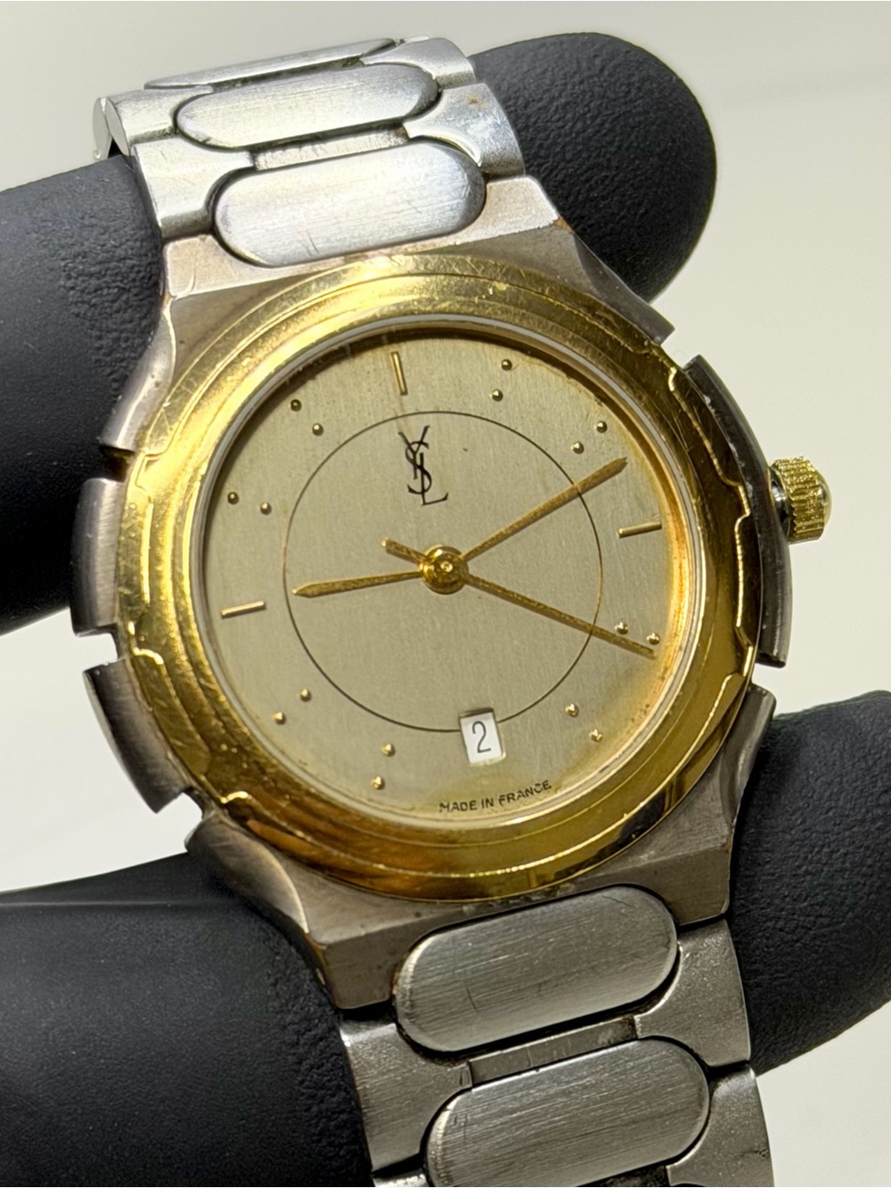 Yves Saint Laurent Vintage Two-Tone Date Unisex 33mm Luxury Watch